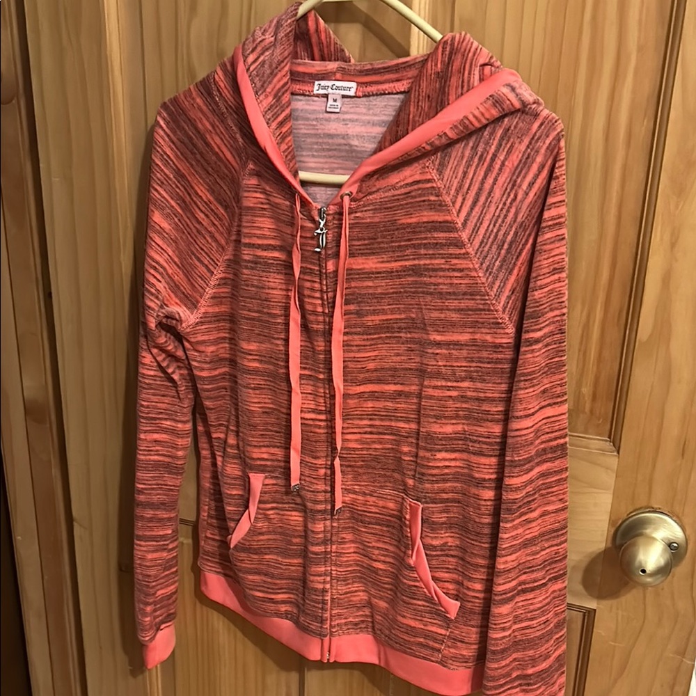 Juicy Couture Coral Striped Hoodie - Picture 1 of 8